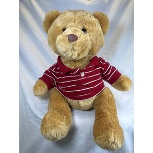 Aeropostale Teddy Bear Plush Tan Faux Fur Red Striped Polo Shirt Aero Gold Logo
